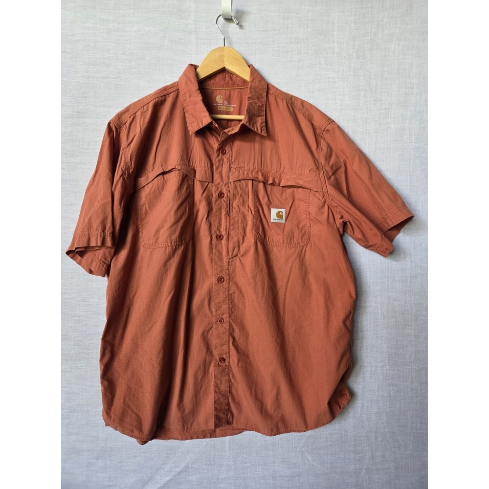 Carhartt Force Fishing Shirt Mens XL Burnt Orange Relaxed Fit Vented Work Shirt - Picture 13 of 14